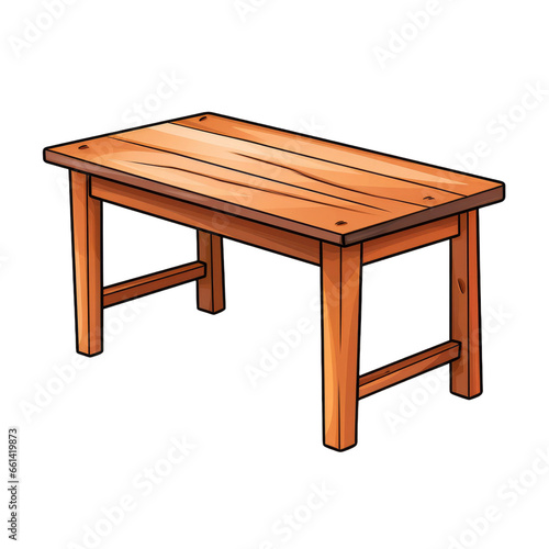 Wooden table isolated on white background Vector illustration