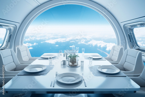 Restaurant glass celebration spaceship dinner space party luxury travel outdoor white table