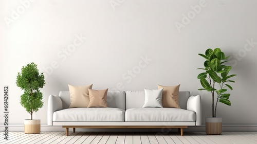 White wall living room have sofa and decoration,3d rendering