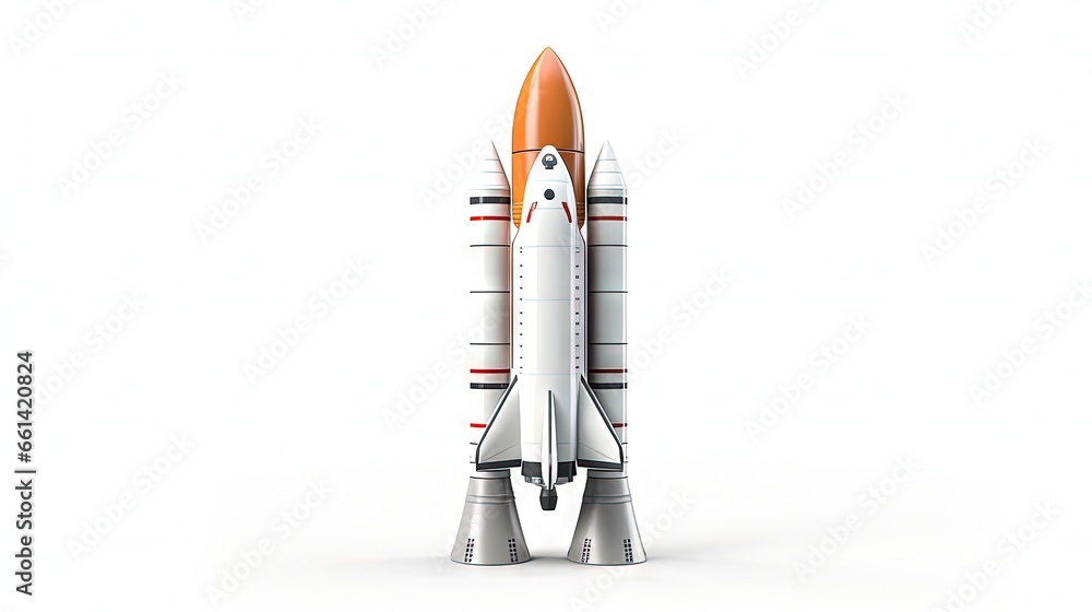 Modern digital rocket isolated on white background 3D rendering