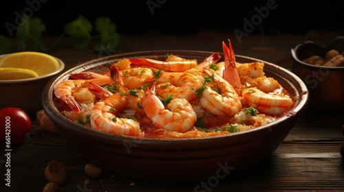 Shrimp stew, usually served with rice, mush and manioc flour. Traditional dish of Brazilian cuisine and consumed throughout the Brazilian coast.