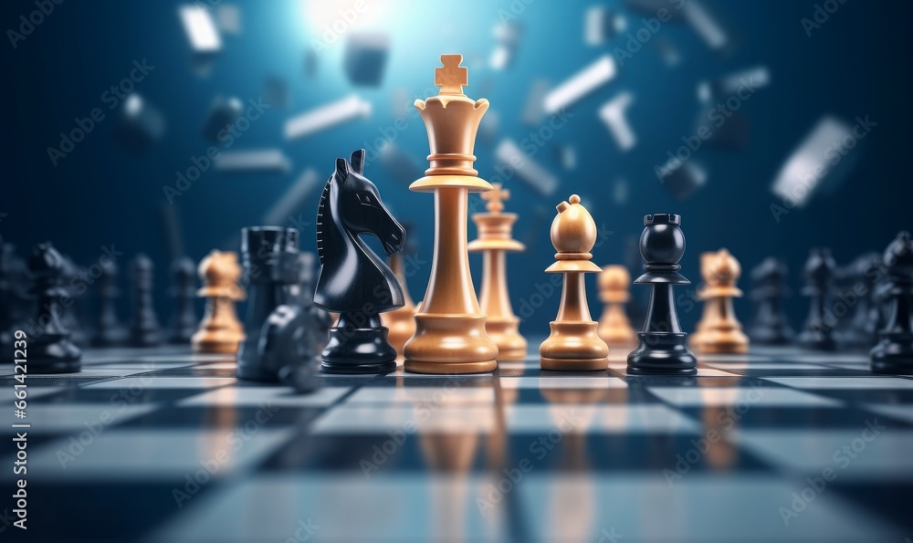 chess competition Concept of Strategy business ideas, chess battle, business strategy concept.3d rendering, Generative AI - obrazy, fototapety, plakaty 