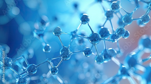 blue biotechnology texture,Transparent blue abstract molecule model over blurred blue molecule background. Concept of science, chemistry, medicine and microscopic research.