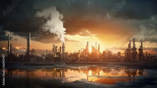 Petrochemical industry on sunset
