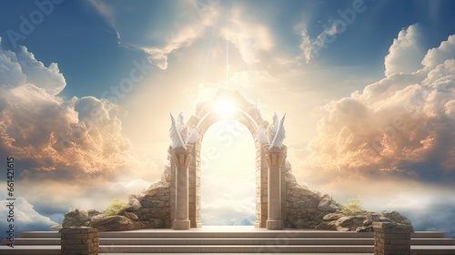 heaven gate to God and Jesus for Christian resurrection and faith concept