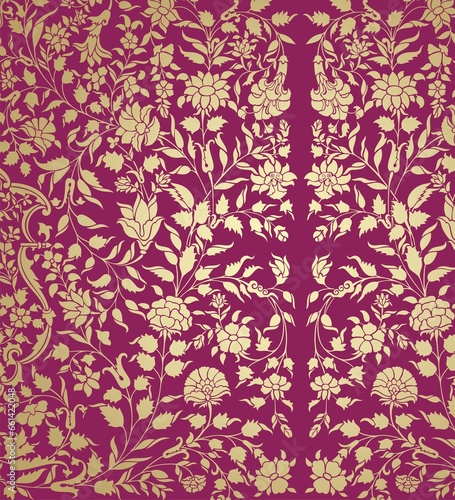 wedding card design, traditional paisley floral pattern , royal India 