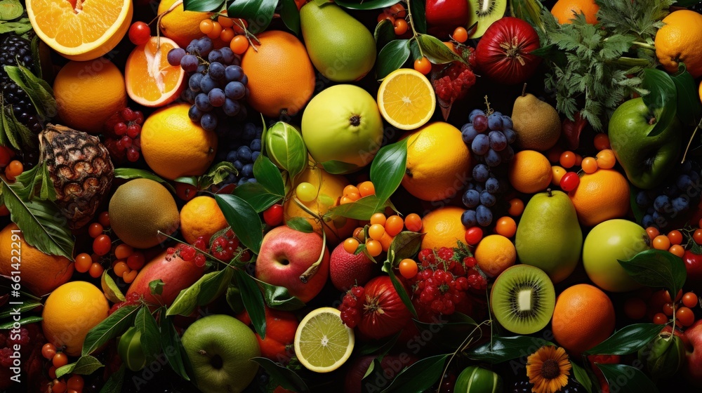 Background from many different exotic fruits Background from many different exotic fruits
