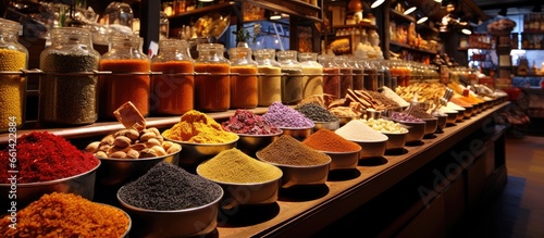 Product showcases in Istanbul s renowned Spice market With copyspace for text