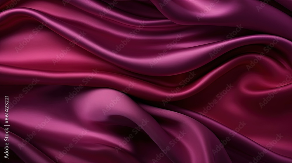 Obraz premium Black red purple silk satin background. Copy space for text or product. Wavy soft folds on shiny fabric. Luxurious magenta background. Valentine,Christmas, Anniversary,Black Friday.Web banner.Top view