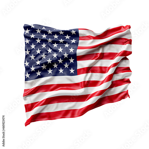 Stitch Flag of USA Isolated on Transparent or White Background, PNG