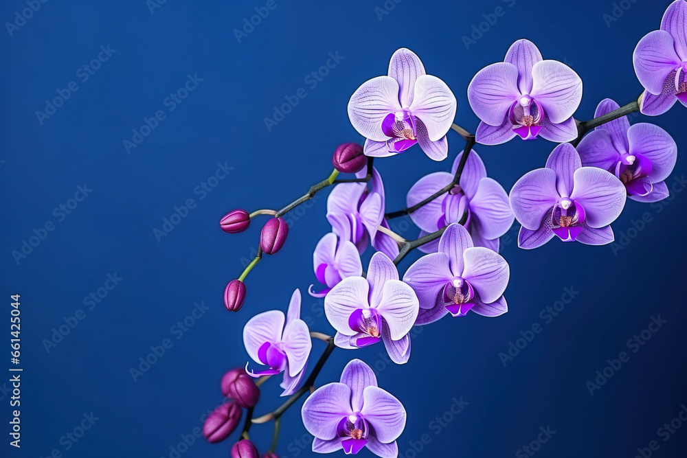 Naklejka premium orchids with solid color background and epmty copy Space
