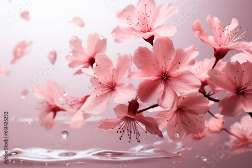  Delicate paper cherry blossom petal falling gracefully through the air  Generative AI