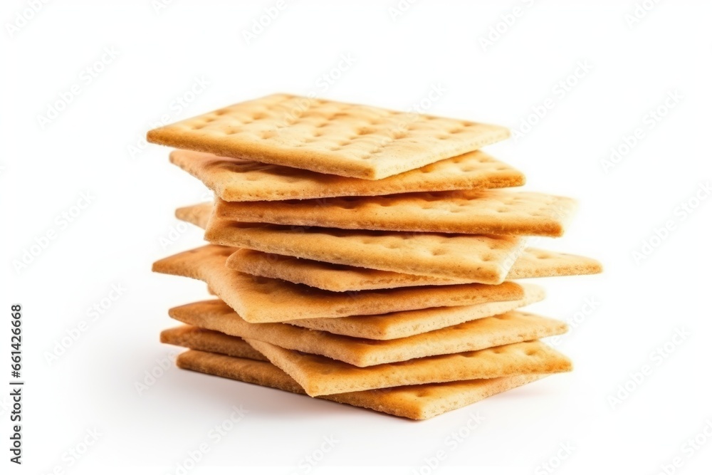 Stack of dry crackers isolated on white background Stack of dry crackers isolated on white background