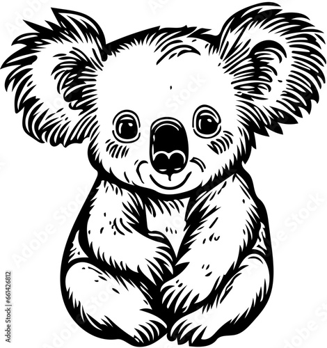 Photography Cute small koala vector illustration design | Silhouette of a black and white ko