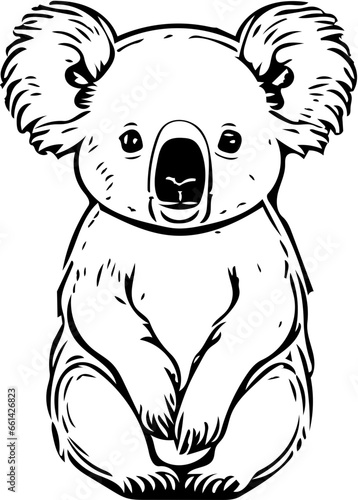 Koala vector illustration design black and white | Silhouette of a black koala 