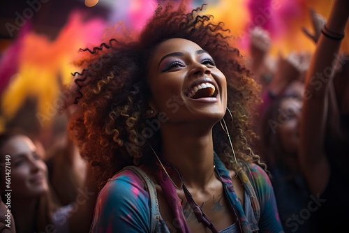 Colorful photo of a young woman at a music festival