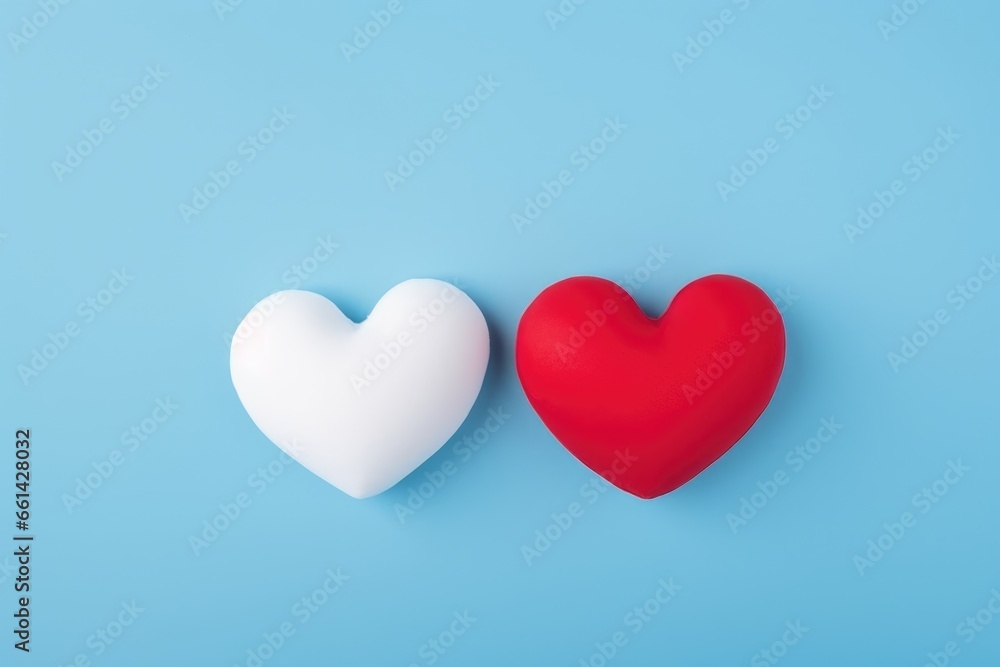 Two hearts on a blue background