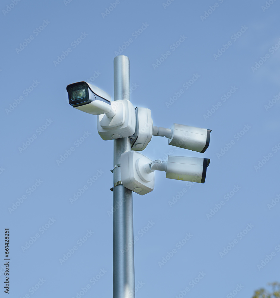 CCTV monitoring camera. Outdoor security system.
