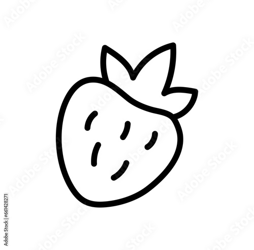 Hand drawn line strawberry fruit outline icon vector doodle illustration, suitable for coloring book, logo, illustration, sticker, cover