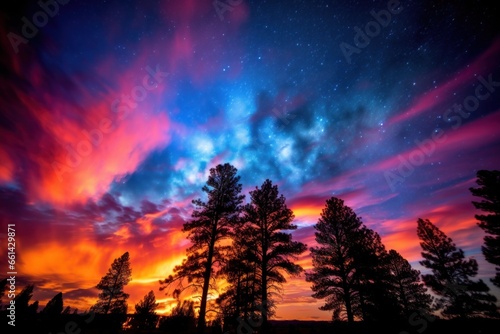 Photo of a vibrant burst of colors in the night sky