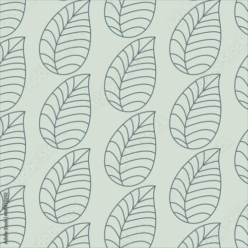 Pattern with green leaves in a minimalist style