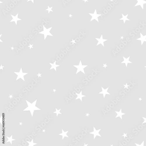 Stars seamless pattern. White stars design for baby and kids pattern