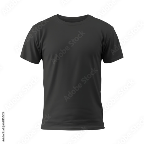 Plain Black T-Shirt Template from the Front Side as a Mock Isolated on Transparent or White Background, PNG