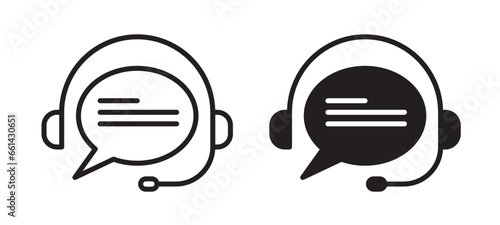 support headphone icon set. customer help call center vector symbol. live chat 24/7 support buttons. photo