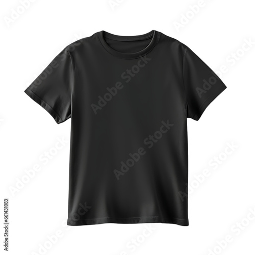 Black T-Shirt Mockup Isolated on Transparent or White Background, PNG