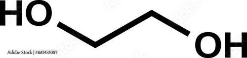 Ethylene glycol C2H6O2 structural formula, vector illustration
