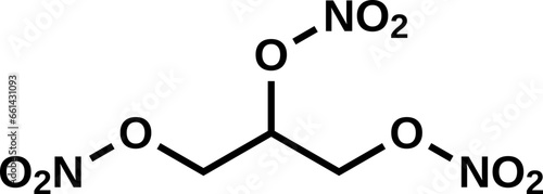 Nitroglycerine C3H5N3O9 structural formula, vector illustration