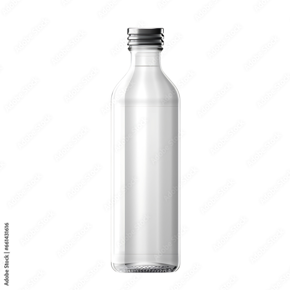 Transparent Bottle with a White Sticker Isolated on Transparent or White Background, PNG Transparent Bottle with a White Sticker Isolated on Transparent or White Background, PNG