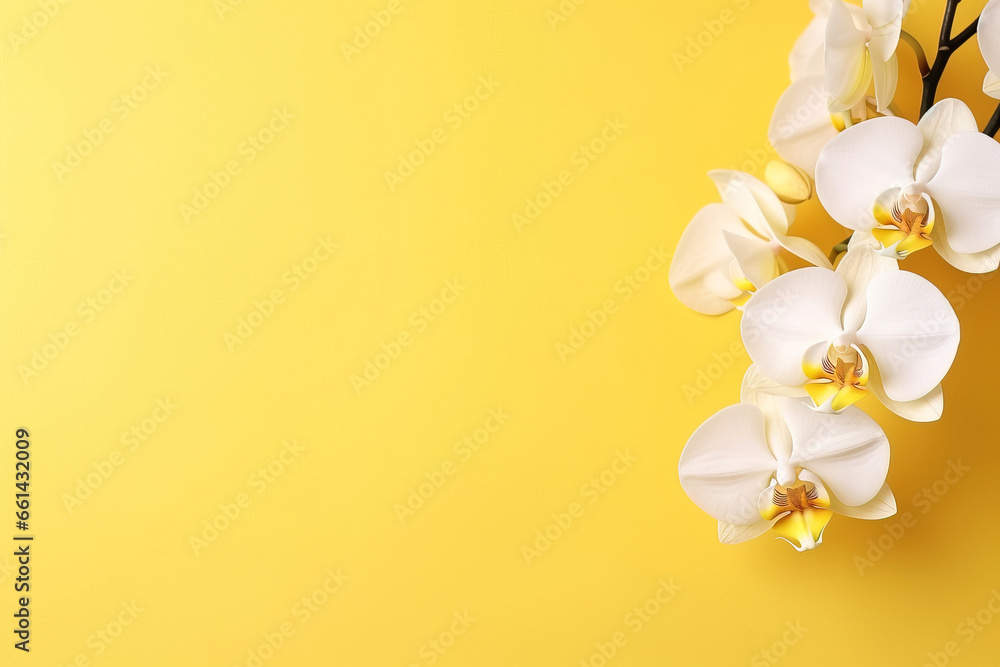 Naklejka premium orchids with solid color background and epmty copy Space