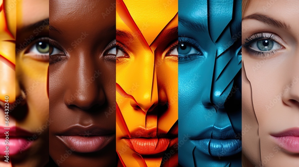 collage art design A variety of portraits separated by bold colors. Illustrations, vectors. collage art design A variety of portraits separated by bold colors. Illustrations, vectors.