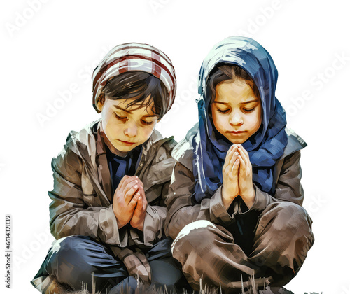 an israel kid and a gaza kid praying