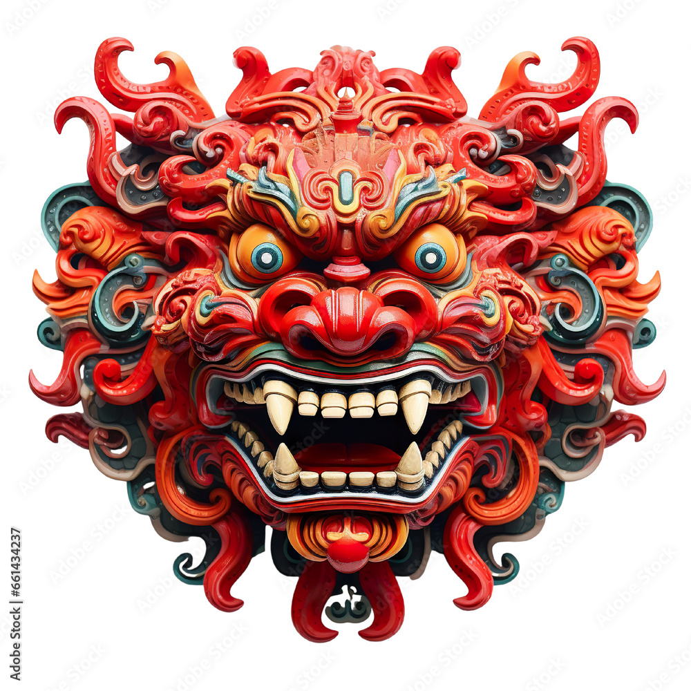 Fototapeta premium raft a robotic - themed Chinese Lunar New Year decorative mask 3D isolated on a white background PNG