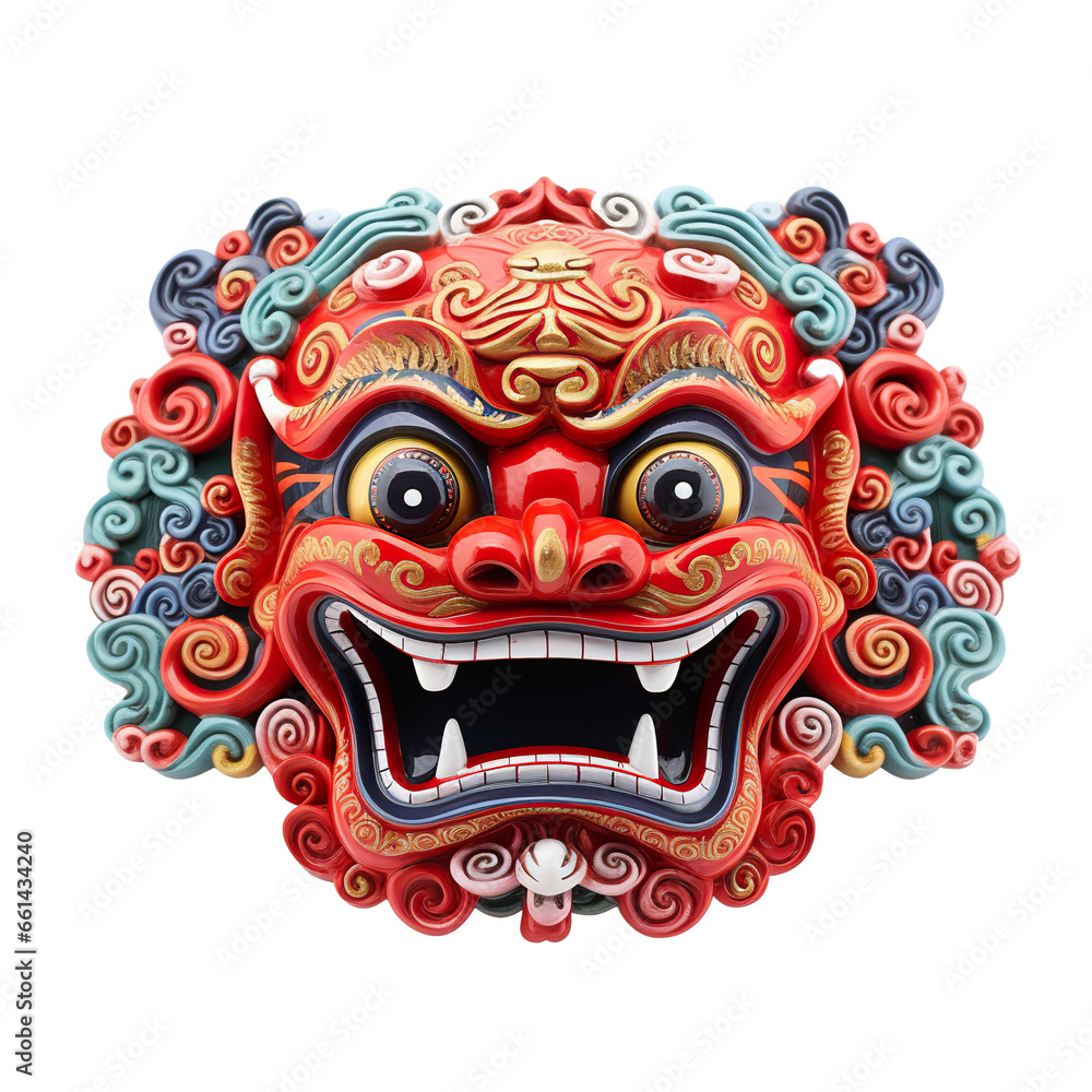 raft a robotic - themed Chinese Lunar New Year decorative mask 3D isolated on a white background PNG
