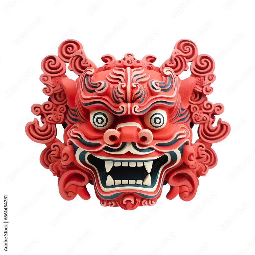 raft a robotic - themed Chinese Lunar New Year decorative mask 3D isolated on a white background PNG