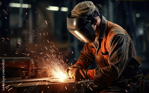Welder welding steel © Pinklife