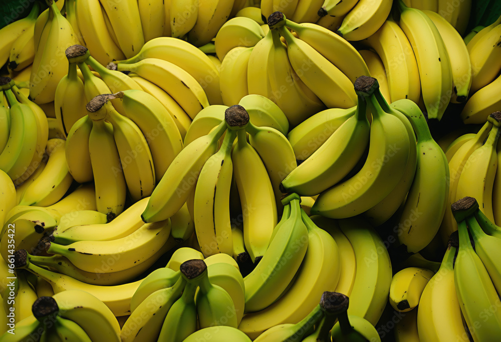 A vibrant heap of ripe bananas, overflowing with nourishing potential and representing the beauty of natural produce, including versatile cooking options like saba bananas and matoke, as well as embo