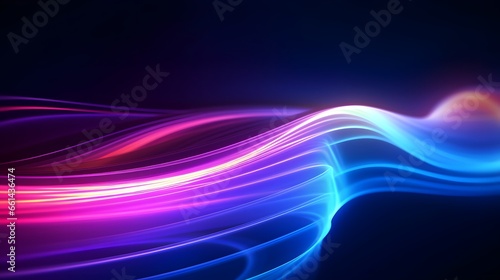 Neon Waves Background, Energy Light Lines Flow