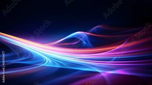 Neon Waves Background, Energy Light Lines Flow