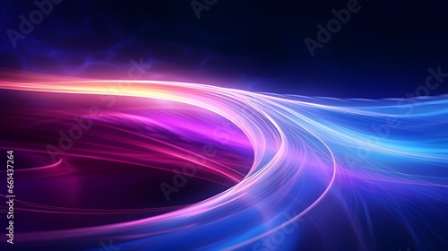 Neon Waves Background, Energy Light Lines Flow