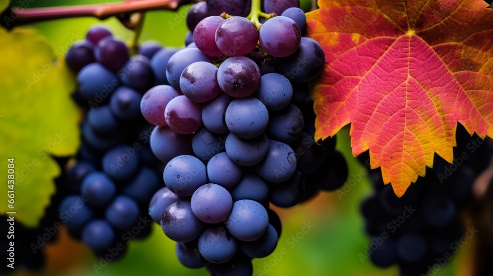 Red grapes on vine, Generative AI