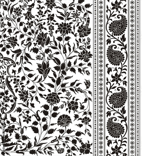 wedding card design, traditional paisley floral pattern , royal India 