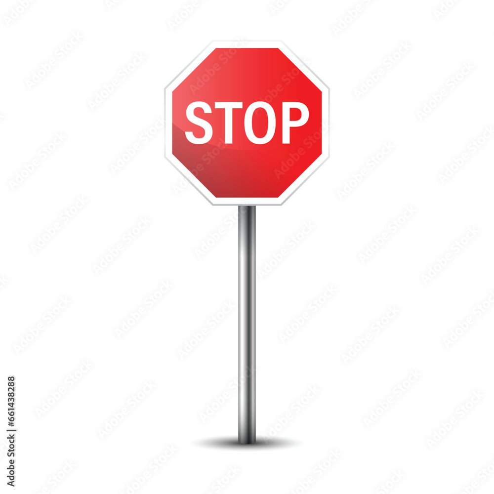 Stop sign icon in flat style. Traffic control vector illustration on isolated background. Attention sign business concept. Stop sign icon in flat style. Traffic control vector illustration on isolated background. Attention sign business concept.