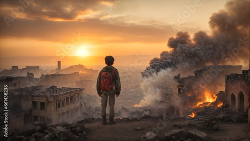 war scenes of city destruction
