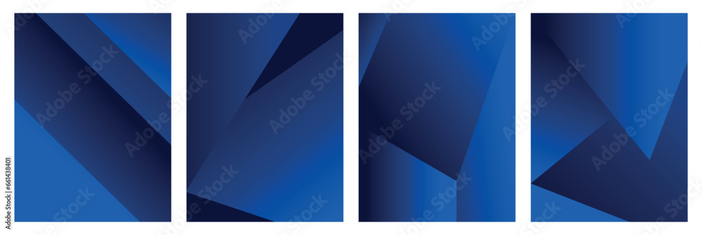 Set of blue banners. Abstract geometric backgrounds, blue gradient. Vector , eps 10.