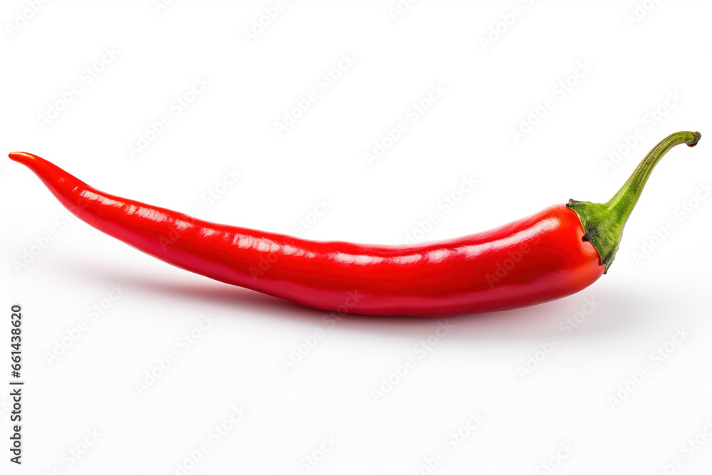 Red chili pepper, a spicy and flavorful ingredient commonly used in various cuisines, isolated on a white background Red chili pepper, a spicy and flavorful ingredient commonly used in various cuisines, isolated on a white background