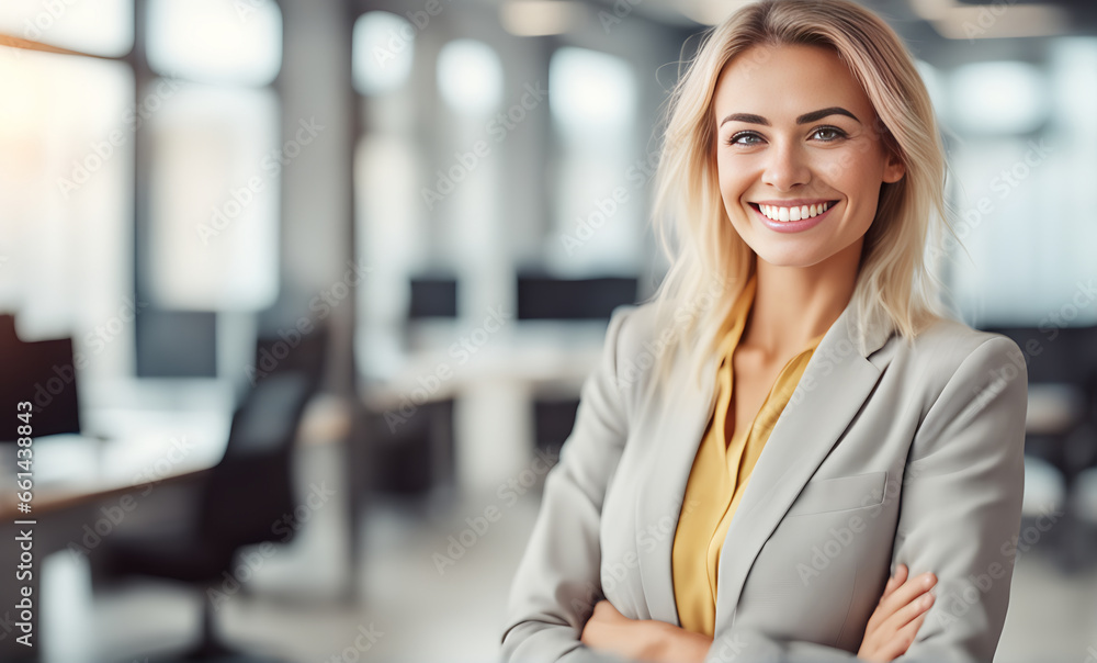 Smiling businesswoman in office Smiling businesswoman in office